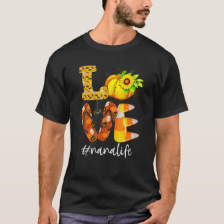 Love Nana Life Grandmother Fall Season Autumn Hall T-Shirt