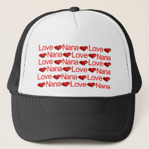 Love Nana Red Hearts Trucker Hat