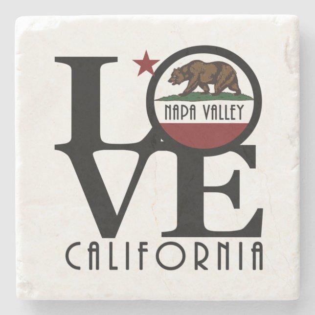 LOVE Napa Valley, California Stone Coaster (Front)