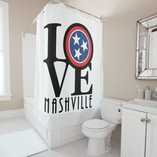 LOVE Nashville (black text)  Shower Curtain (In Situ)