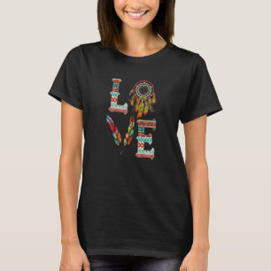 LOVE Native American Indian Headdress With Feather T-Shirt