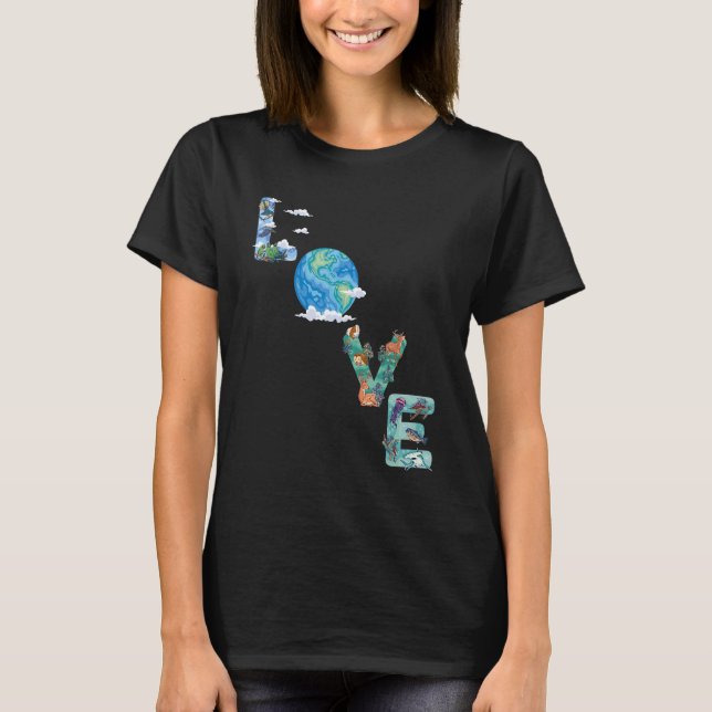 Love Nature Earth Day World Global Piece T-Shirt (Front)