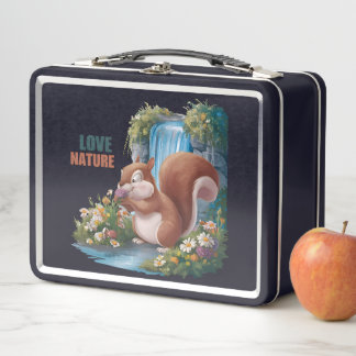 Love Nature Funny Squirrel Metal Lunch Box