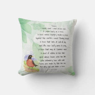 Love Nature Inspirational Poem Trees Kilmer  Cushion