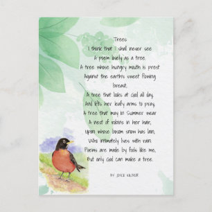 Love Nature Inspirational Poem Trees Kilmer Postcard