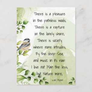 Love Nature Inspirational Quote Lord Byron  Postcard