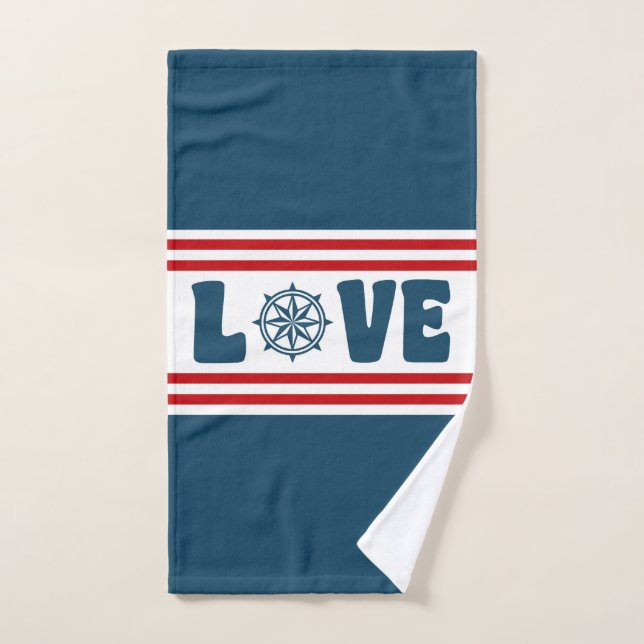 Love nautical design bath towel set (Hand Towel)