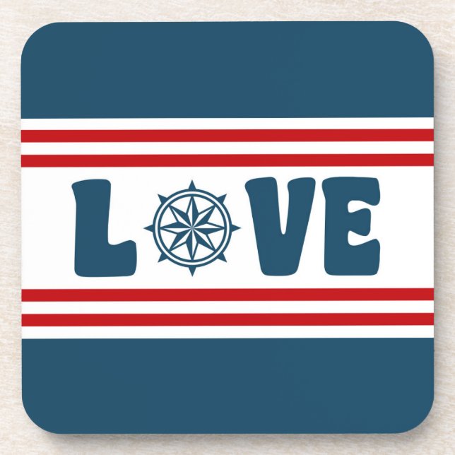 Love nautical design coaster (Front)