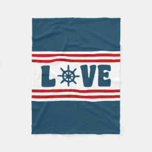 Love nautical design fleece blanket