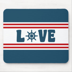 Love nautical design mouse mat