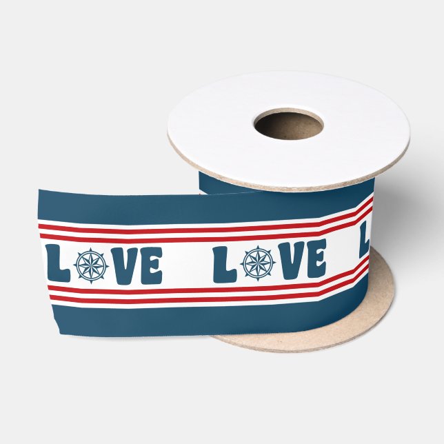 Love nautical design satin ribbon (Spool)