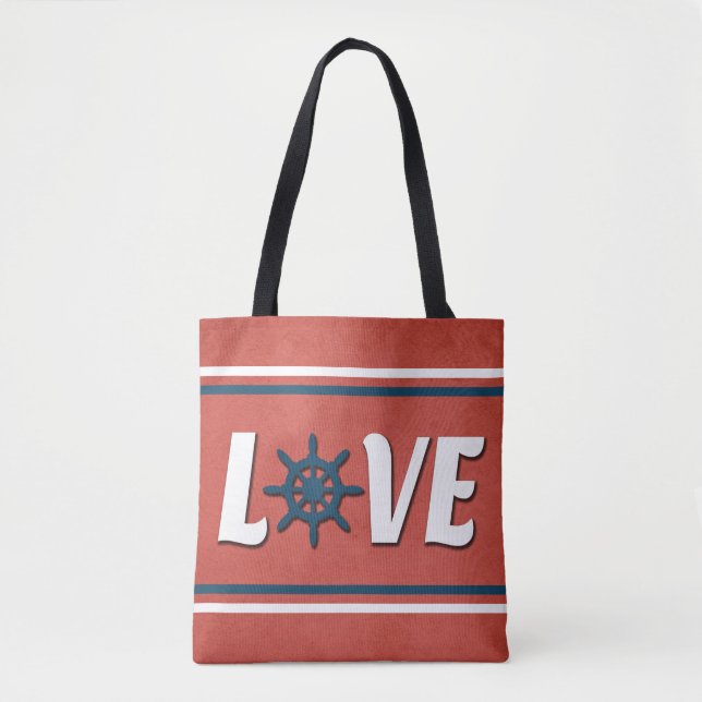 Love nautical design tote bag (Front)