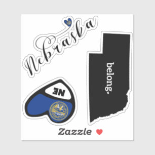 Love Nebraska, 3 Designs, Die Cut Stickers