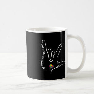 Love Needs No Words ASL Puzzle Piece Heart Autism  Coffee Mug