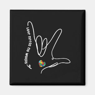 Love Needs No Words ASL Puzzle Piece Heart Autism Magnet