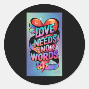 Love Needs No Words Autism Awareness Boy Girl  Classic Round Sticker