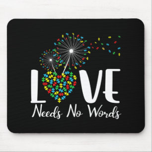 Love Needs No Words Autism Awareness Heart Puzzle Mouse Mat
