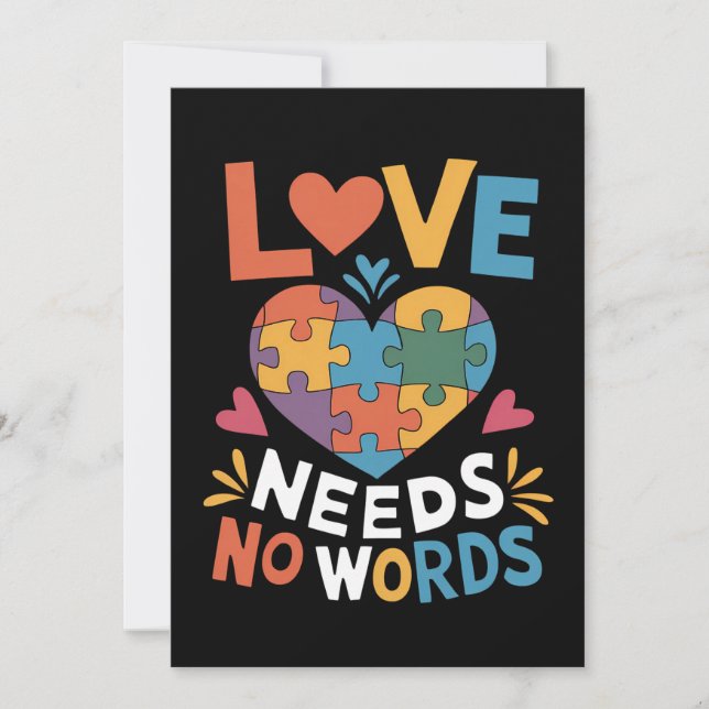 Love Needs No Words Autism Awareness Invitation (Front)