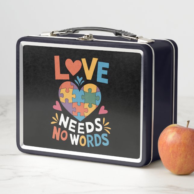 Love Needs No Words Autism Awareness Metal Lunch Box (In Situ)