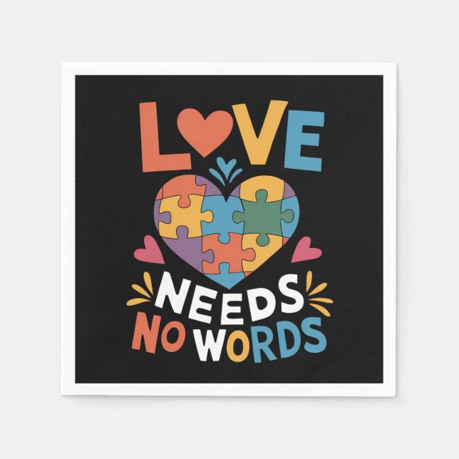 Love Needs No Words Autism Awareness Napkin (Front)