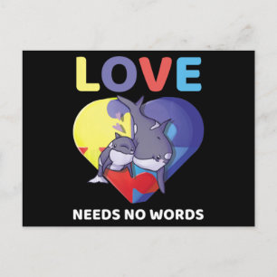 Love Needs No Words Autism Awareness Orca Killer W Postcard