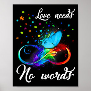 Love Needs No Words Autism Awareness Puzzle Butter Poster