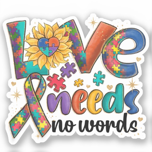 Love Needs No Words - Autism Awareness Sunflower (Front)