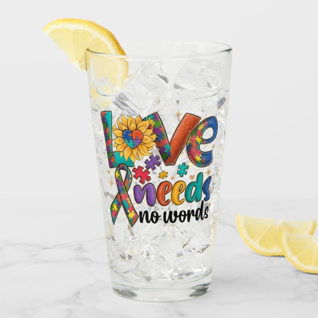 Love Needs No Words - Autism Awareness Sunflower Glass (Front Ice)