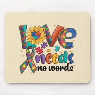 Love Needs No Words - Autism Awareness Sunflower Mouse Mat