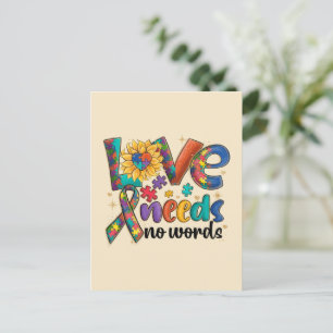 Love Needs No Words - Autism Awareness Sunflower Postcard