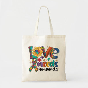 Love Needs No Words - Autism Awareness Sunflower Tote Bag