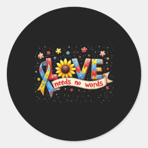 Love Needs No Words Autism Awareness Support Graph Classic Round Sticker