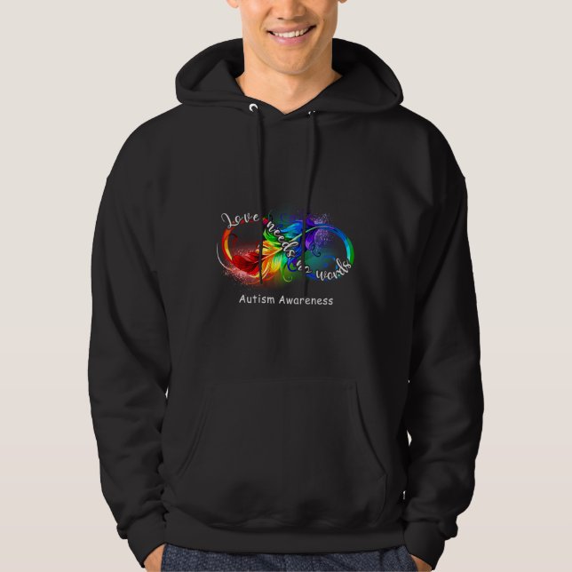 Love Needs No Words Autism Rainbow Infinity Asd Aw Hoodie (Front)