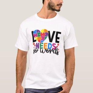 Love Needs No Words Colour Puzzle Autism Awareness T-Shirt