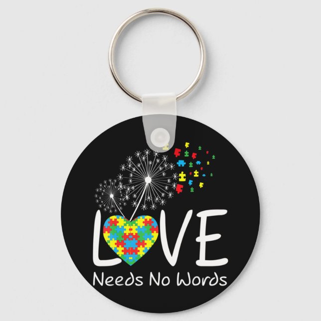 Love Needs No Words Deaf Awareness Dandelion Flowe Key Ring (Front)