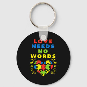 Love Needs No Words Heart Puzzle Autism Awareness Key Ring