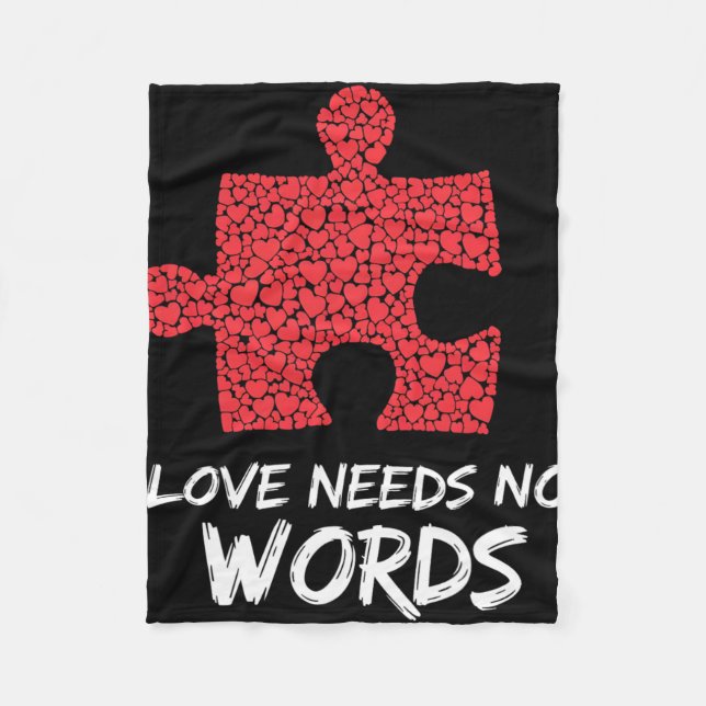 Love Needs No Words Puzzle Heart Design  Fleece Blanket (Front)