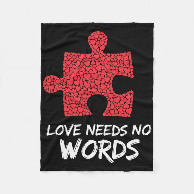 Love Needs No Words Puzzle Heart Design  Fleece Blanket (Front)