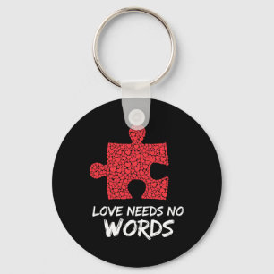 Love Needs No Words Puzzle Heart Design Key Ring