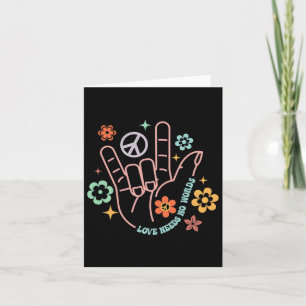 Love Needs No Words Retro Hand Sign Groovy Autism Card