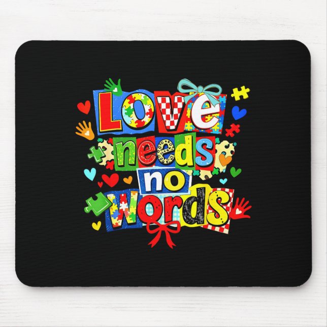 Love needs words puzzle coquette bow autism mouse mat (Front)