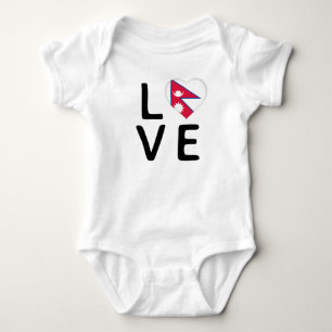 Love - Nepal Flag Baby Bodysuit