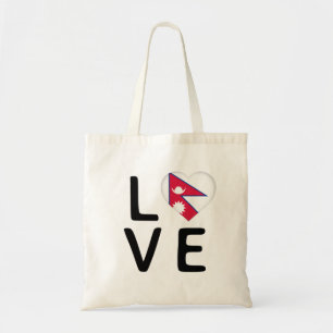 Love - Nepal Flag Tote Bag