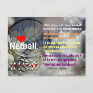 Love Netball Theme and Inspirational Quote Postcard