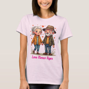 Love Never Ages Cute Old Couple T-Shirt