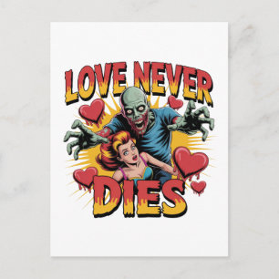 Love Never Dies – Retro Zombie Horror Pin-Up Postcard