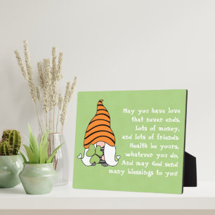 Love Never Ends Gnome Irish Blessing Tabletop  Plaque