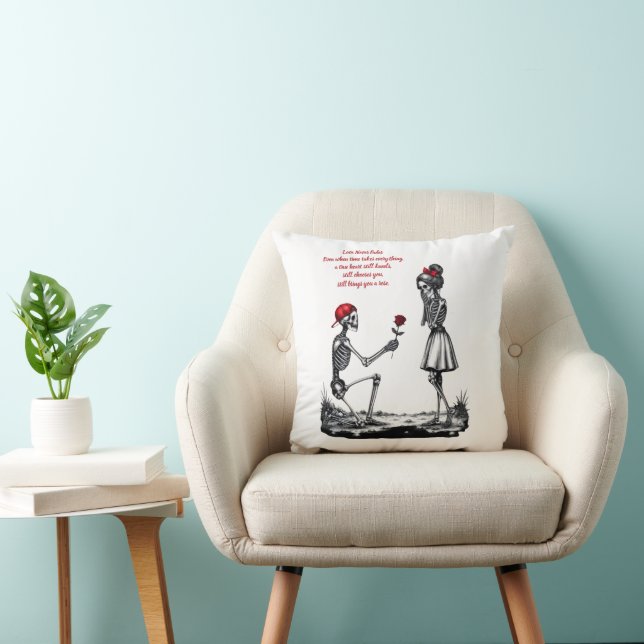 Love Never Fades Skeleton Couple Cushion (Chair)