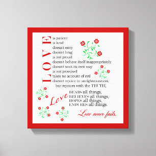 Love Never Fails 1 Corinthians 13 4-8 Canvas Print
