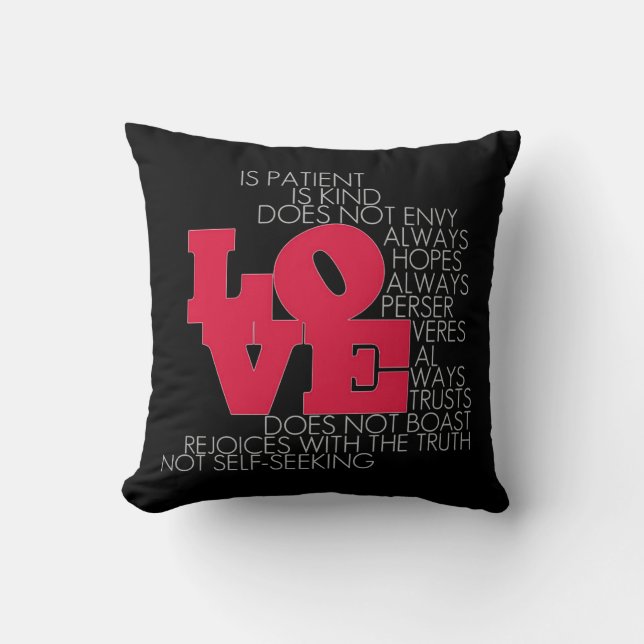 Love Never Fails 2 Sided Pillow (black) (Front)